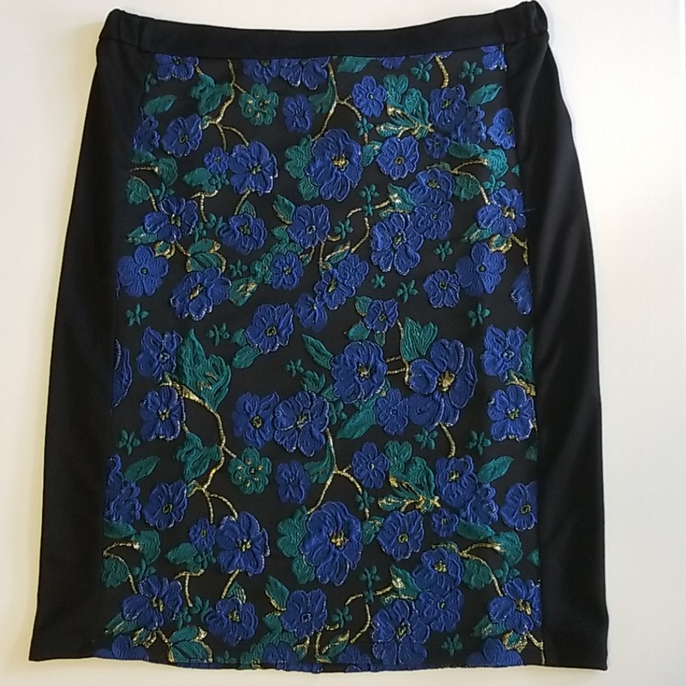Slinky Brand Black Embroidered Pencil Skirt 1X